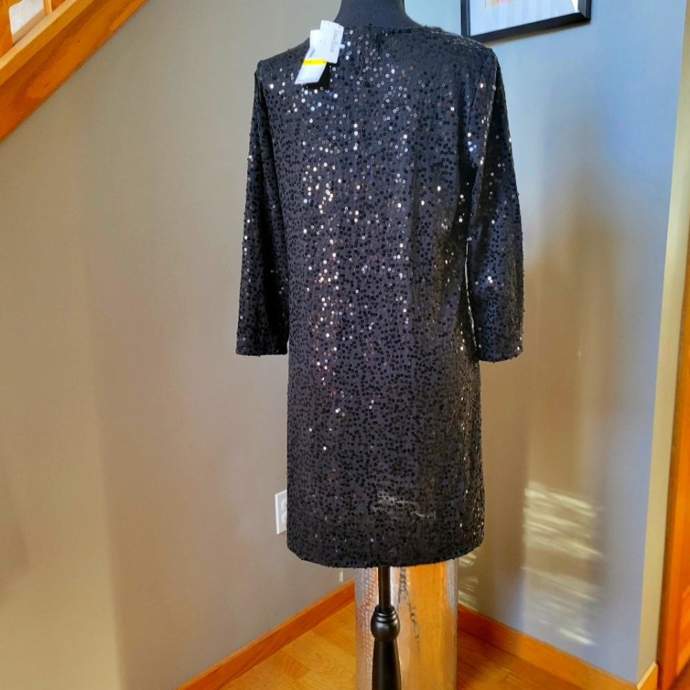 Michael Kors Black Sequin T-Shirt Dress